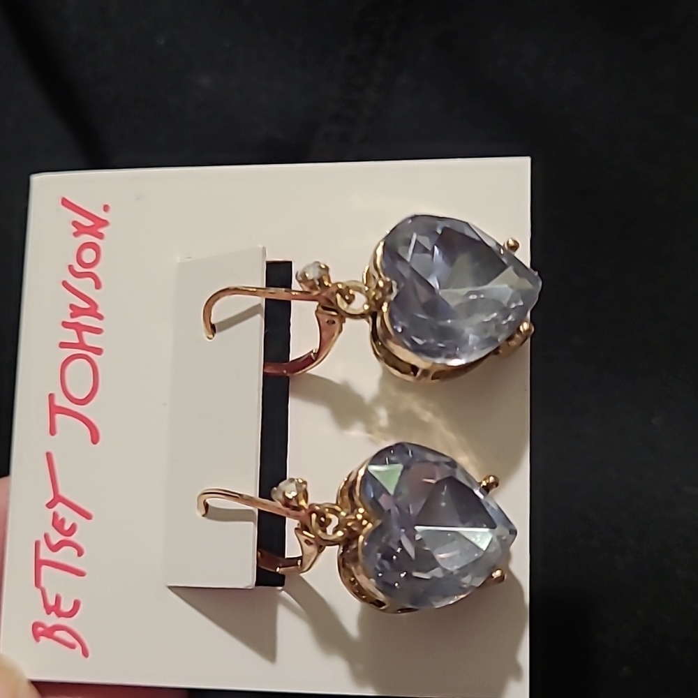 Betsey Johnson Blue Heart Earrings NWT New